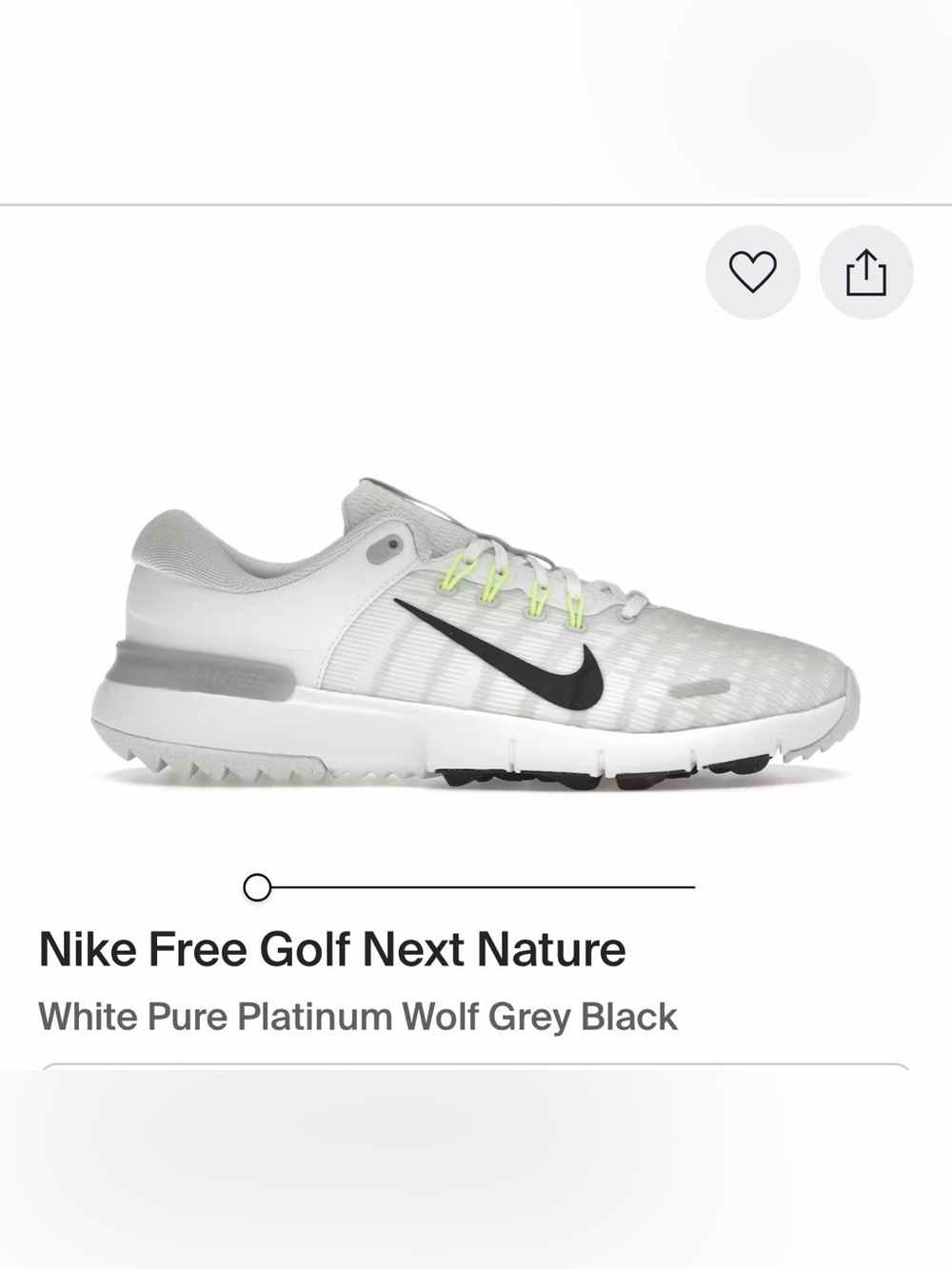 Nike Free Golf Next Nature (NN) Golf Shoes White/Pure Platinum/Wolf Grey/Black